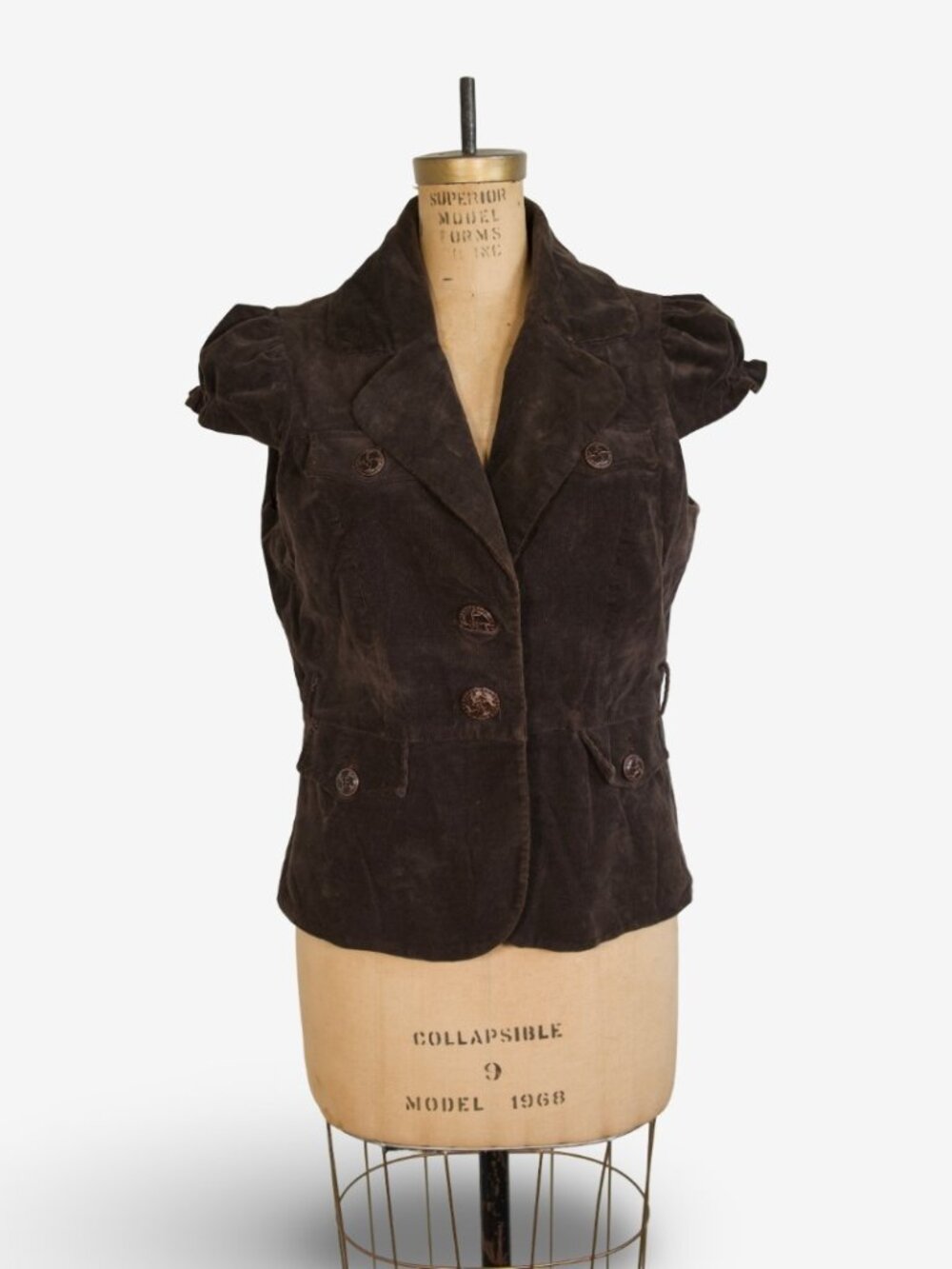 Vintage Y2K Costa Blanca Corduroy Brown Sleeveless Gilet